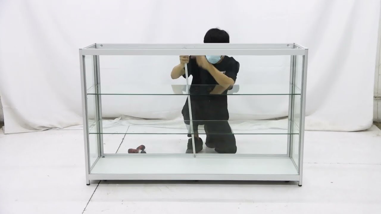 How to Assemble Silver Glass Display Counter With LED Strip Lighting & Silver Timber Door