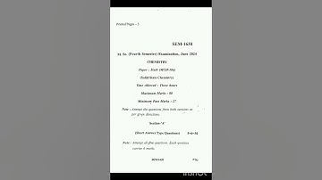 Msc 4th semester paper solid state chemistry june 2024 #chemistry
