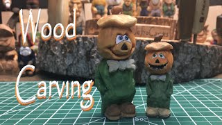 Wood Carving A Cartoon Pumpkin Man