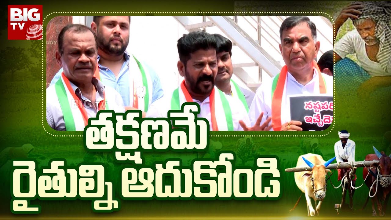Revanth Reddy Speech From Delhi Over BRS Neglecting Floods | Congress Mps Protest at Delhi | BIG TV