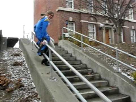 D'Eon and Lavi sliding down a railing