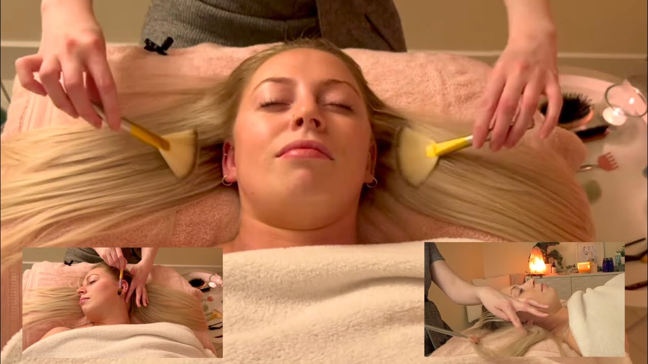 ASMR Face & Hair Brushing | Light Touch on Becca to Help You with Sleep & Anxiety. (Whispered)