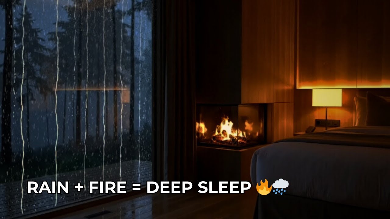Rain and Fireplace Sounds 🔥🌧️ Cozy Bedroom for Deep Sleep - YouTube