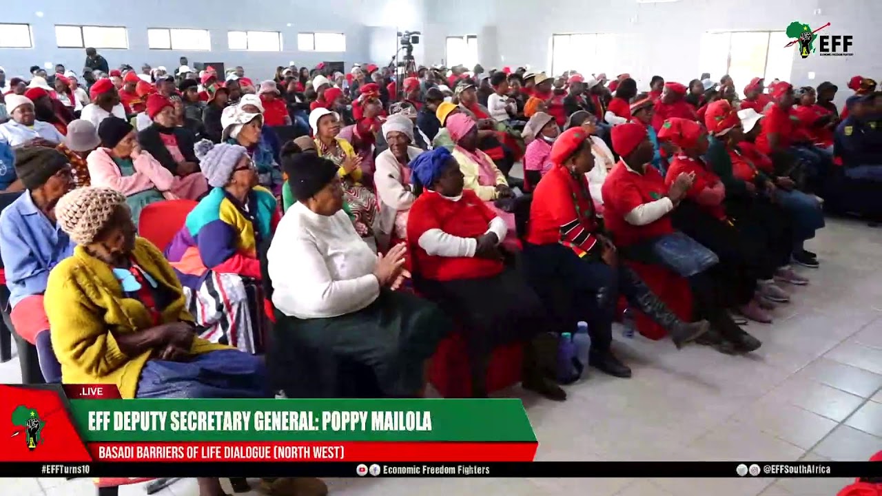 The EFF Basadi Barriers of Life Dialogue underway at Bapo Community Hall in North West.