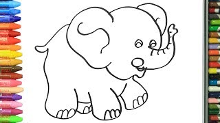 كيف ترسم فيل بطريقه سهله للأطفال : رسم و تلوين الفيل  للأطفال