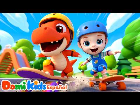 ¡Bebé Dino Aprende a Usar la Patineta! 🦖🛹 | Canción Infantil Divertida | Domi Kids en Español