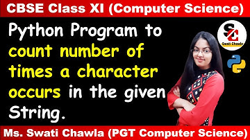 Python Program | Count number of times a character occurs in the given string | String Manipulation