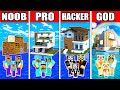 Minecraft FAMILY FIRST CLASS WATER HOUSE BUILD CHALLENGE - NOOB vs PRO vs HACKER vs GOD in Minecraft