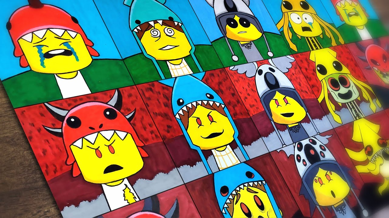 Рисуем Малыша-динозавра, Малыша-кракена, Малыша-коалу, Малыша-кальмара с 1 по 3 этап | Incredibox...