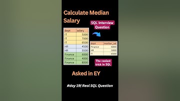 #day 19/100 🔥Median Salary | EY SQL Interview #shorts