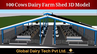 100 Cows 3D Shed Model By Global Dairy Tech (Pvt.) Limited.