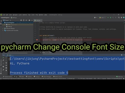 Set the font size in pycharm's python console or terminal