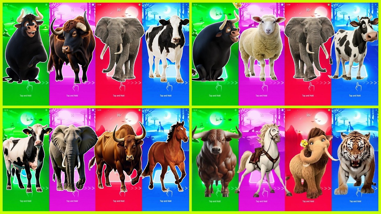 Funny Ferdinand 🆚 Funny Rhino 🆚 Funny Sheep  🆚 Funny Wolf 🆚 Tiles Hop EDM Rush