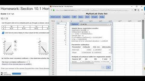 Scatterplot and Linear Correlation Coefficient with StatCrunch