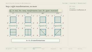 Articulated Course in Mathematics — Expedition 1: The symmetries of the square (chapter 9)