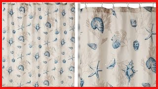 Madison Park Bayside Print Cotton Fabric Long Shower Curtain , Coastal Shower Curtains for Bathroom