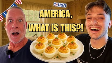 European Dad & Son Try DEVILED EGGS For The First Time...