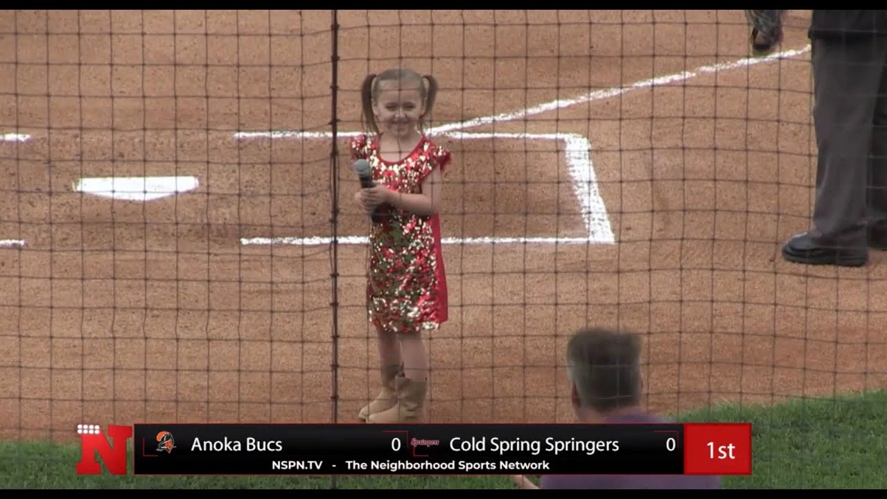 Little Girl Sings National Anthem in Miesville Minnesota Baseball