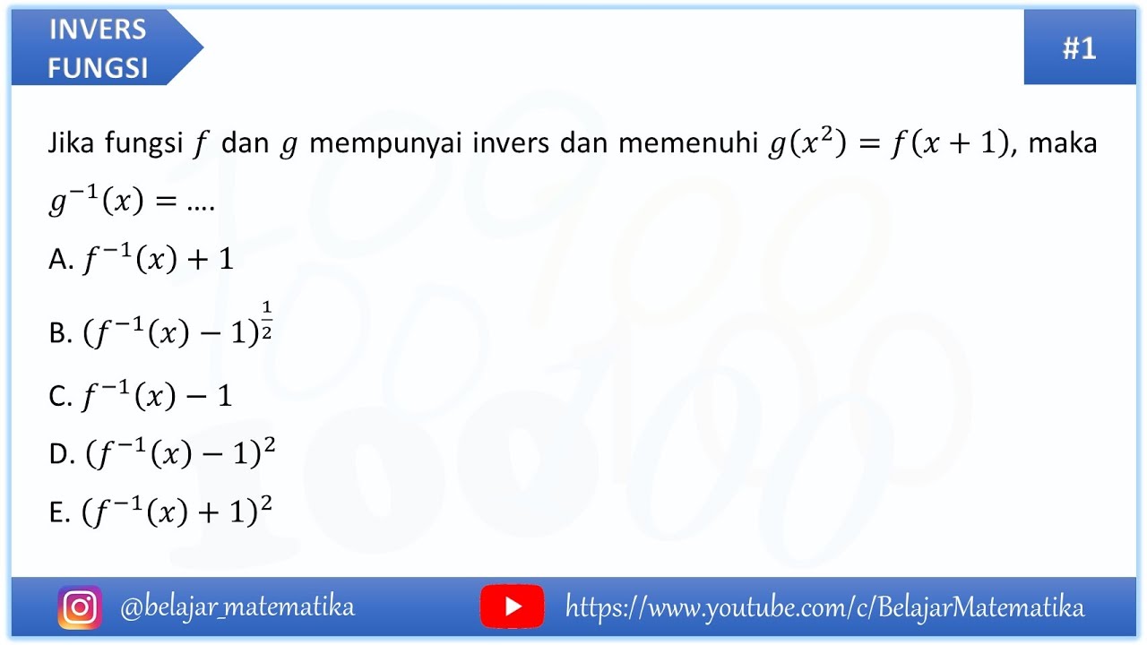 Belajar Matematika: Invers Fungsi Soal #1 - YouTube