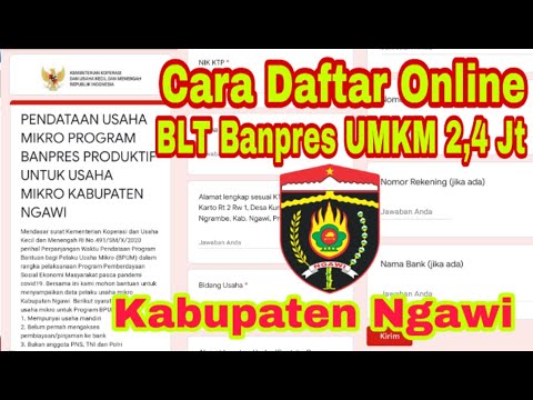 Cara Daftar UMKM online untuk Mendapatkan BLT Banpres UMKM 2,4 Dinas Koperasi Kabupaten Ngawi