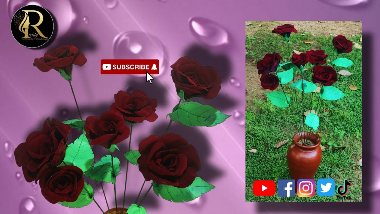Velvet Rose flower making tutorial