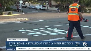 Stop signs installed at intersection over a week after boy was hit and killed