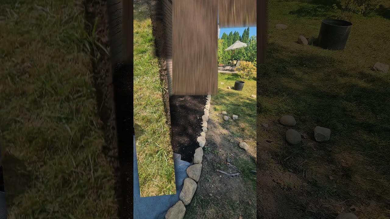 Rock edge And black mulch