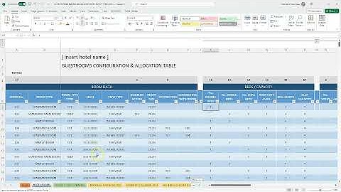 Hotel and Hotel Apartments Bookings Calendar Excel Google Sheets Spreadsheet