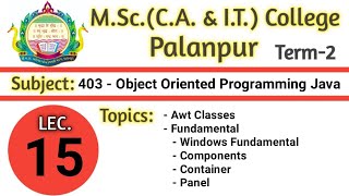 403 | L15 | JAVA | AWT Classes | Fundamental | Windows Fundamental | component | Container | by ARN