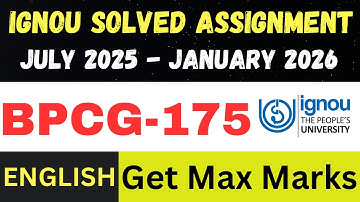 BPCG 175 solved assignment 2026 ll English Medium ll JUL25-JAN26