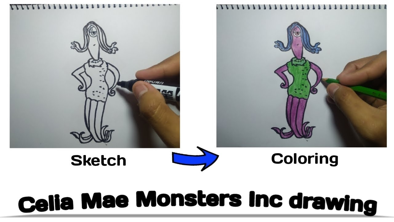 How to draw Celia from monsters Inc/tutorial gambar Celia di film