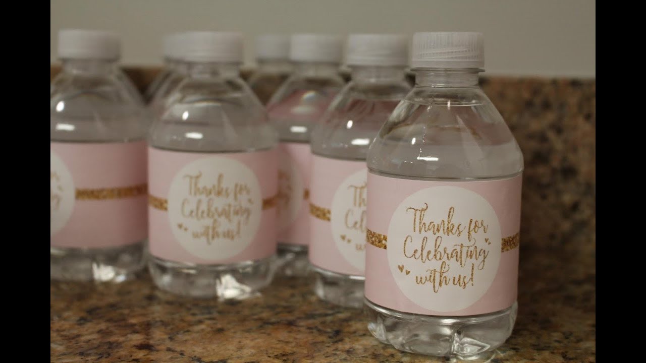 Andaz Press Blush Pink Gold Glitter Print Wedding Collection, Water Bottle Label Stickers, 20 Review