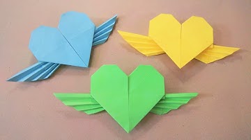 Hướng dẫn gấp hình trái tim có cánh - Origami Heart with wings - Nghệ thuật xếp giấy