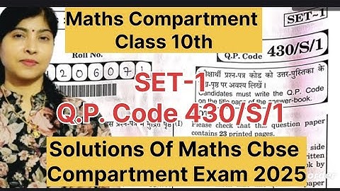 Class 10 Maths Compartment 2025 | Set 1 Answer Key (Q.P. Code 430/S/1) | CBSE Board Solution