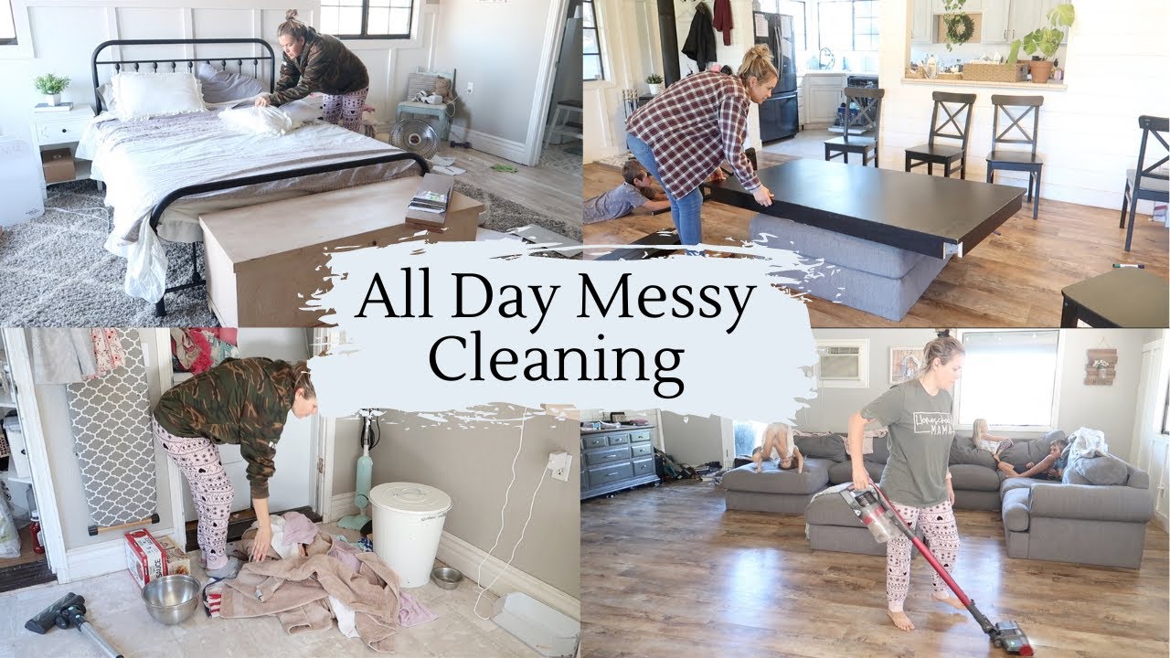 ALL DAY CLEAN WITH ME || CLEANING MOTIVATION || REAL LIFE MESSY HOUSE ...