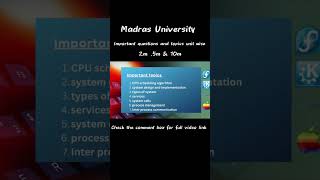 Operating System important questions #operatingsystem #madrasuniversity #sem5  #importantquestions