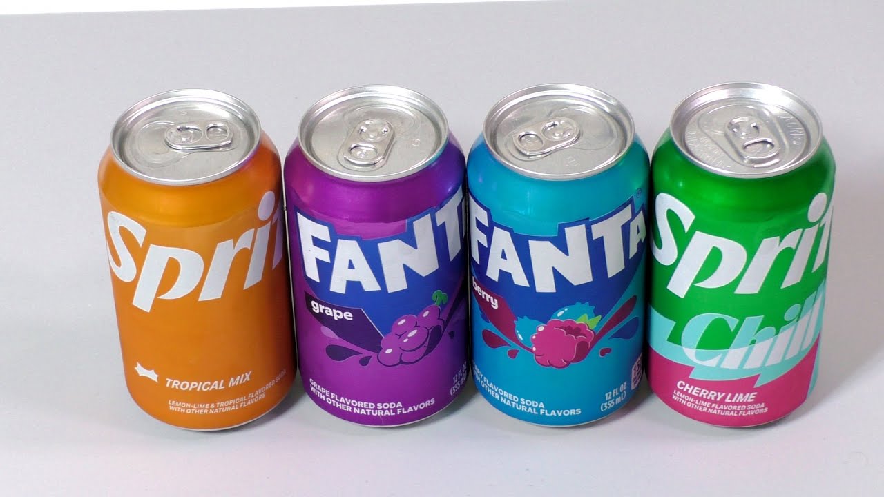 Sprite Chill, Sprite Tropical, Fanta Berry и Fanta Grape