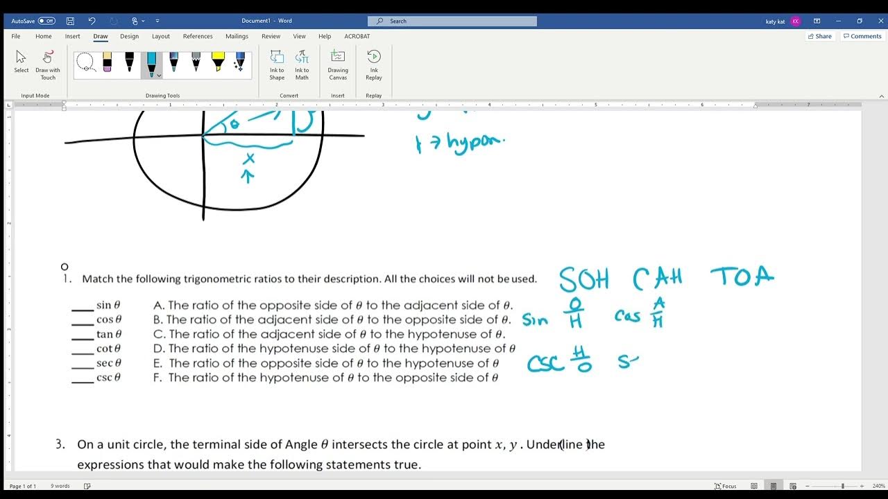 Unit Circle Homework Questions - YouTube