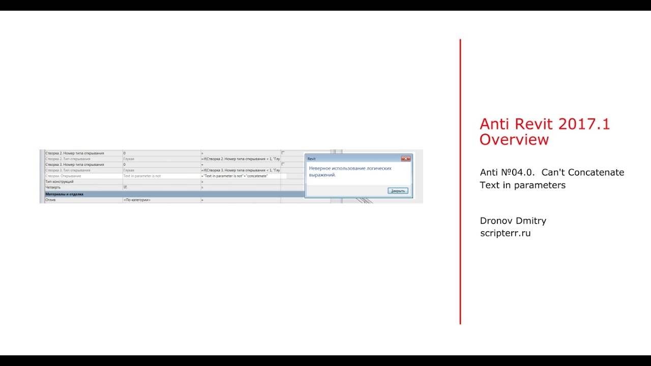 Anti Revit 2017.1 #04.0. Can't Concatenate Text in parameters