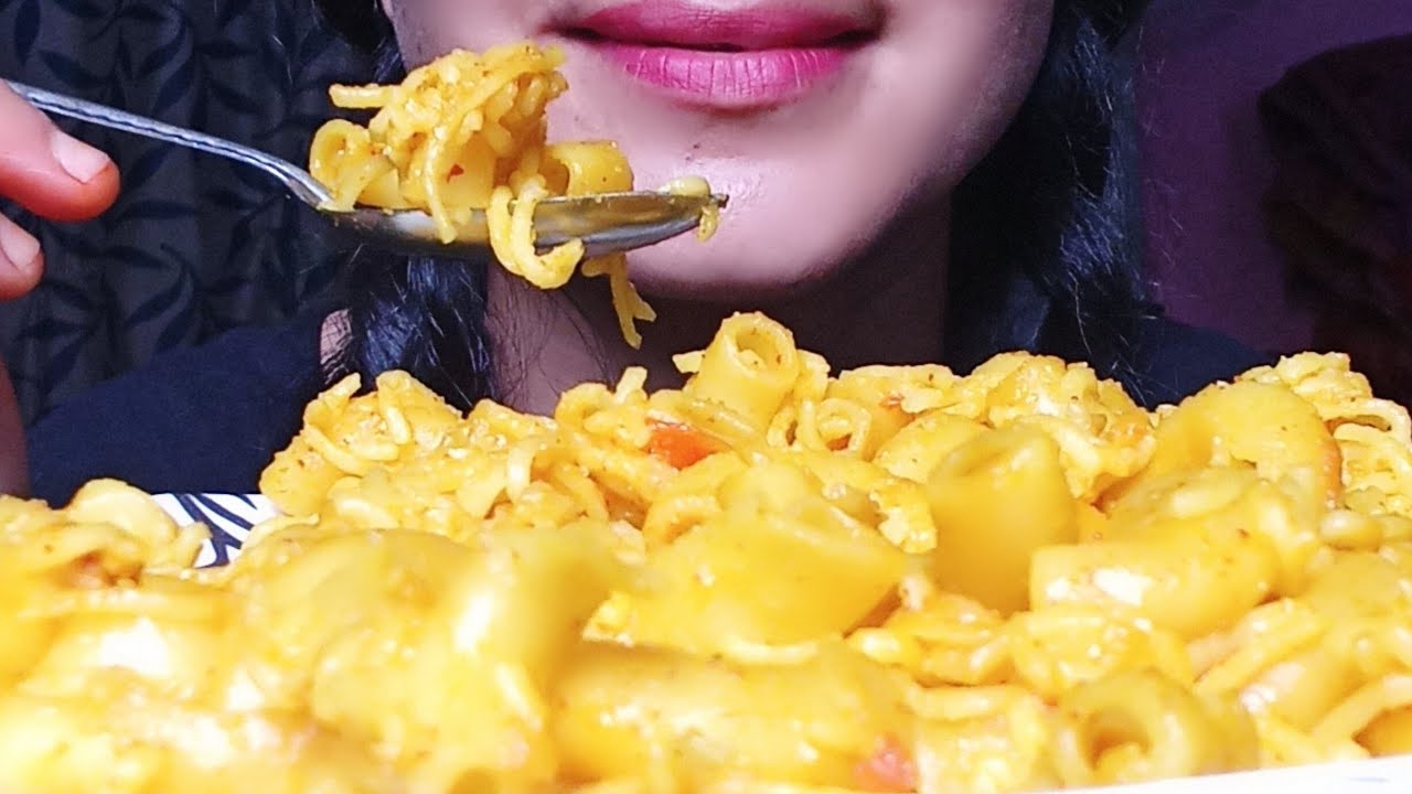 Macaroni maggi challange ll Eating indian masala maggi masala macaroni asmr ll mukbang #foodie 