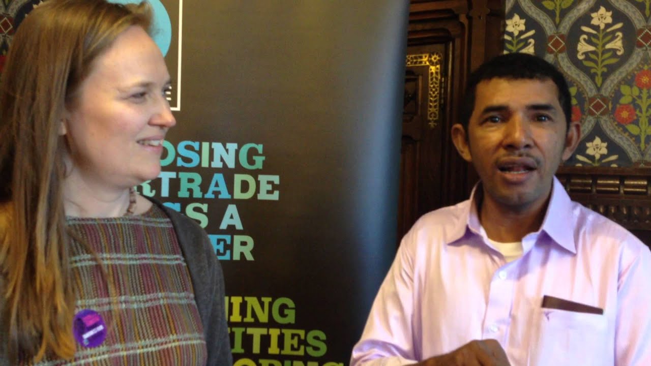 Foncho the Fairtrade banana farmer and fairandfunky in the Houses of Parliament