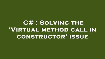 C# : Solving the 