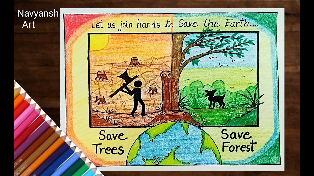 Save Forest Poster Drawing World Forest Day Drawing Save Wildlife And