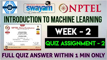 Introduction to Machine Learning (Tamil) Week 2 Quiz Assignment Solution | NPTEL 2023