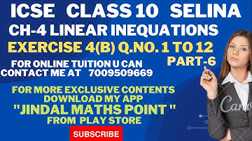 ICSE Ch-4 Linear Inequations Ex-4(B) Q. No.1-12 From Selina Concise For ICSE Class 10 Math