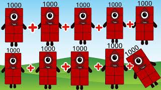 NUMBERBLOCKS ADDING UP TO 10 GIANT NUMBERS | ADDITION OF BIG NUMBERS | learning city