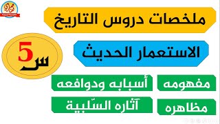 الاستعمار الحديث مفهومه ودوافعه ومظاهره وآثاره ملخصات دروس التاريخ للفصل الثاني