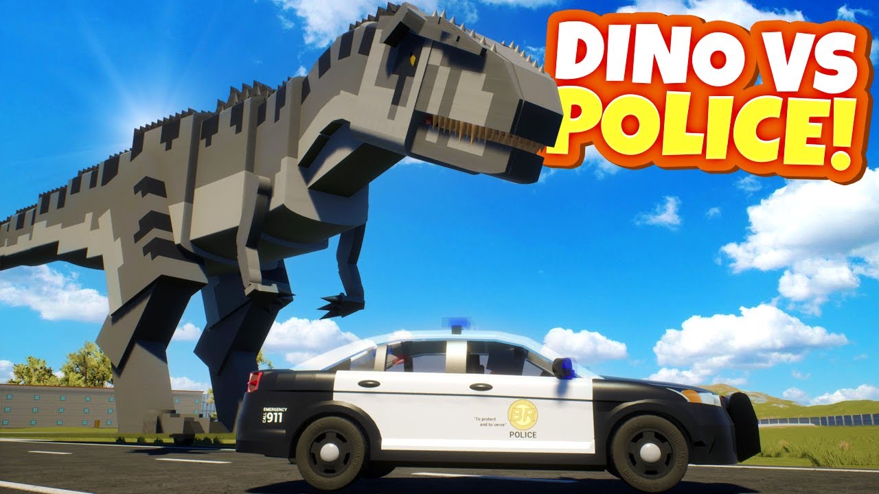 Dinosaur DESTROYS Lego Police Station in Brick Rigs Multiplayer! - YouTube