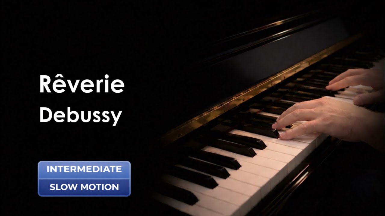 C. Debussy: Rêverie, Slow Motion Piano Tutorial