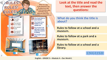 Grade 3  English  Module 4   Our World 1